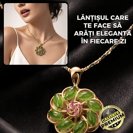 Colier Elegant Floare Jade - GreenDrop™