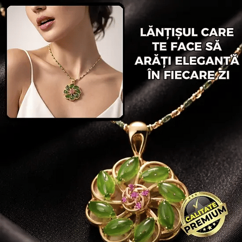 Colier Elegant Floare Jade - GreenDrop™